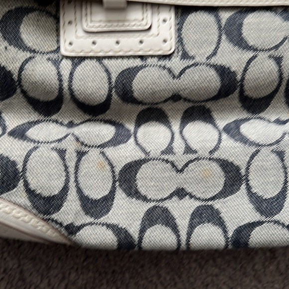 Coach Signature Rare Denim Collection Chelsea Optic Blue White Handbag Satchel - Picture 15 of 15